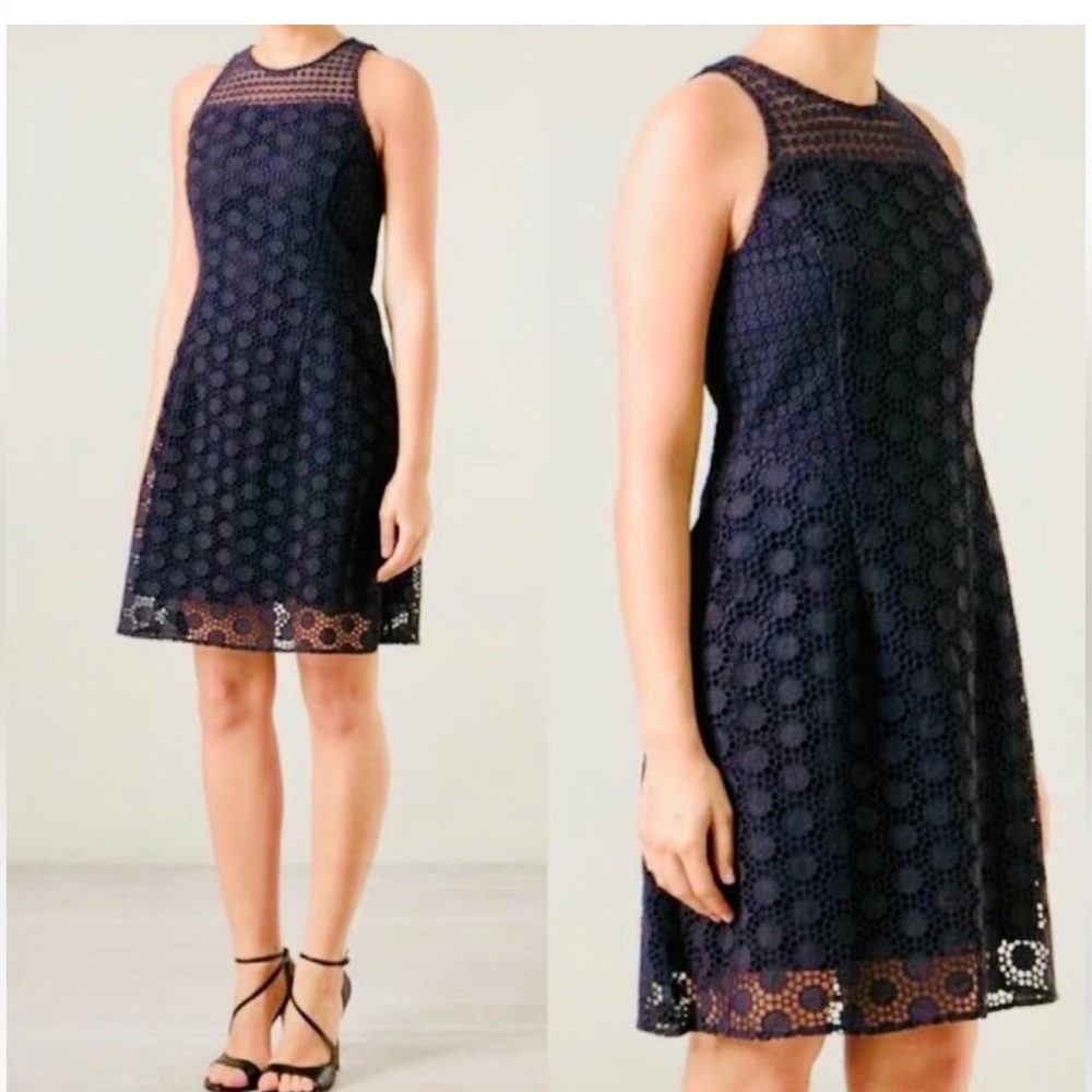 Tory Burch Black Hallie Blue Navy Eyelet Dress